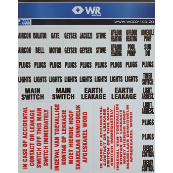 Distribution Board Label Set