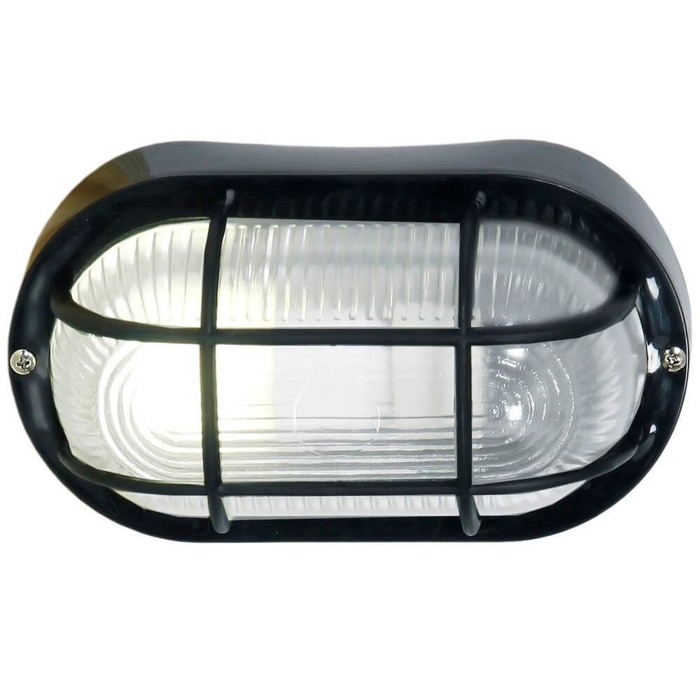 Oval Grid Pvc Bulkhead - Black Ip44 Es Oval Grid Pvc Bulkhead - Black Ip44 Es