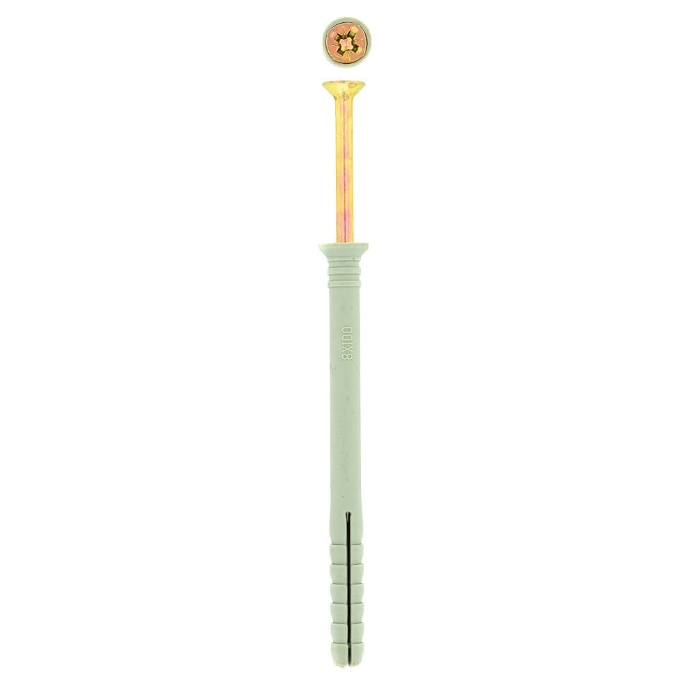 Eureka Nail-in Nylon Countersunk 8x100mm Quantity:15 Eureka Nail-in Nylon Countersunk 8x100mm Quantity:15