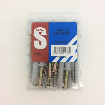 Value Pack Nail In Anchors 8mm X 45mm Quantity:25