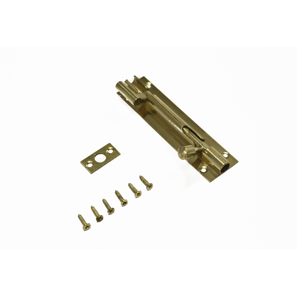 100mm Brass Necked Barrel Bolt With Screws 100mm Brass Necked Barrel Bolt With Screws