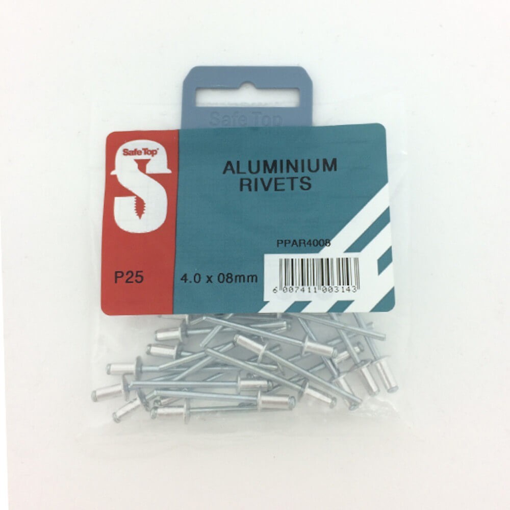 Pre Pack Aluminium Rivets 4.0mm X 8mm Quantity:25 Pre Pack Aluminium Rivets 4.0mm X 8mm Quantity:25