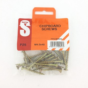 Pre Pack Chipboard Screws M4.0 X 40mm Quantity:25
