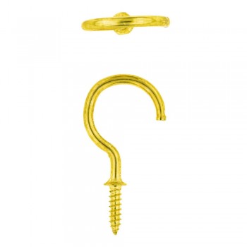 Eureka Cup Hook Round Brass Plated 32mm Quantity:6