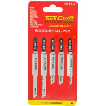 Jigsaw Blades T-shank 5 Piece Assorted