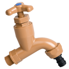 Plastic Brown Bib Tap 15mm Hose Union