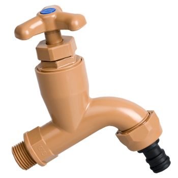 Plastic Brown Bib Tap 20mm Hose Union