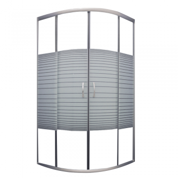 Round Corner Entry White Stripe Shower Door 900 X 900 X 1940