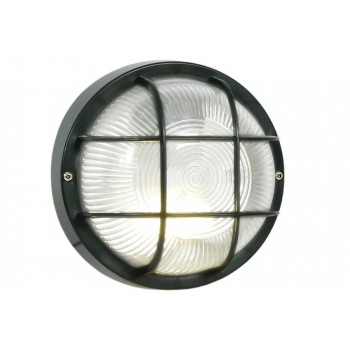Round Grid Pvc Bulkhead - Black Ip44 Es