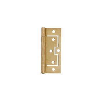 100mm Steel Flush Hinge Brass Plated With Screws