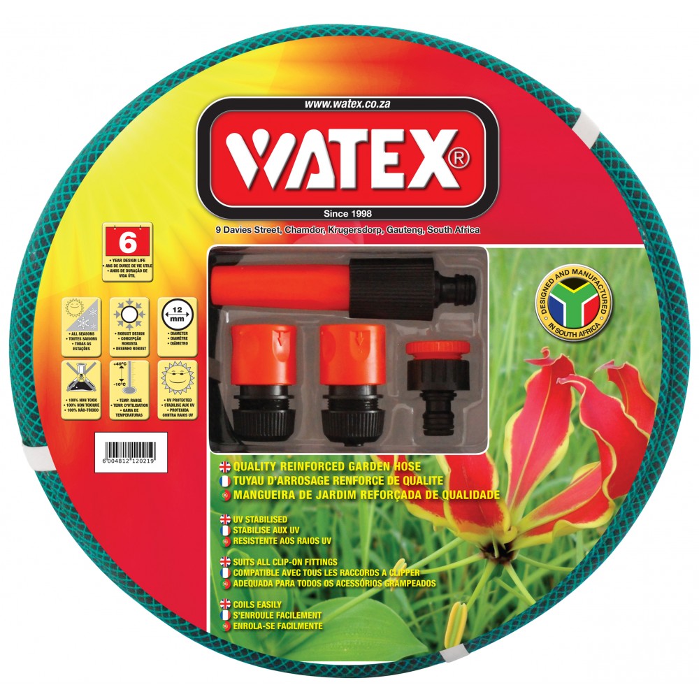 Watex Garden Hose 30mx12mm and Fittings, WATEX - Cashbuild Watex Garden Hose 30mx12mm and Fittings, WATEX - Cashbuild