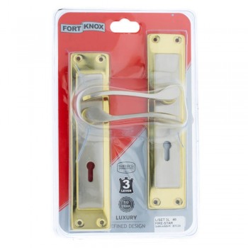 Lock Set - Fire-star 3-lever - Satin Nickle / Bronze Plated 8"