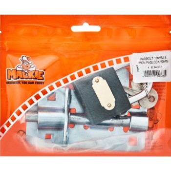 Padbolt Galvanised 100mm with 50mm Padlock,  - Cashbuild
