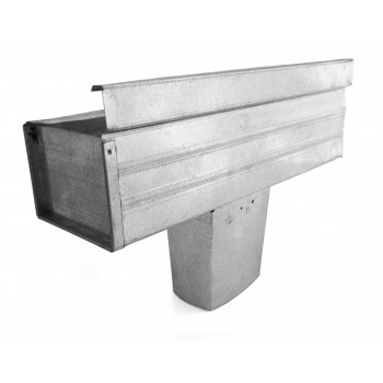 Gutter Square with Stop, Square Outlet Left Hand Galvanised 450mm,  - Cashbuild