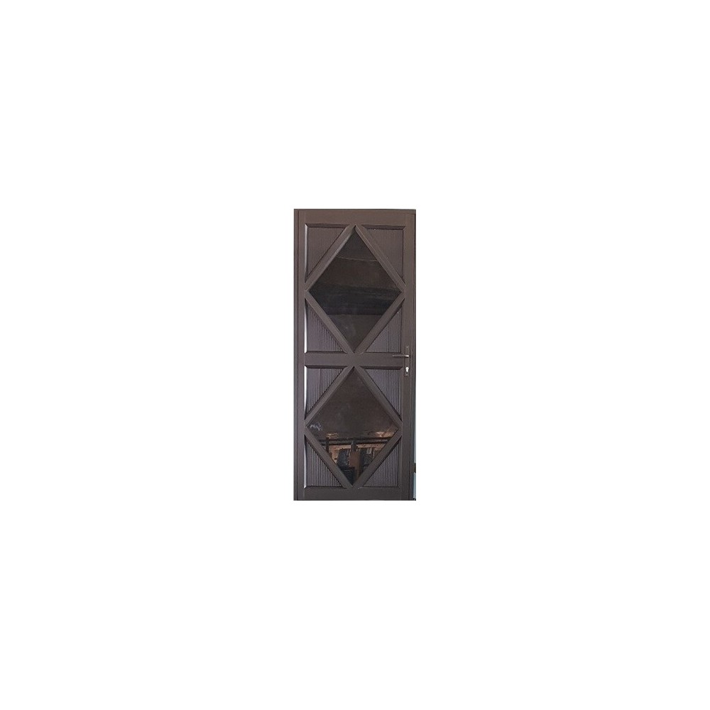 Aluminium & Glass Single Hinged Door Double Diamond Design Aluminium & Glass Single Hinged Door Double Diamond Design