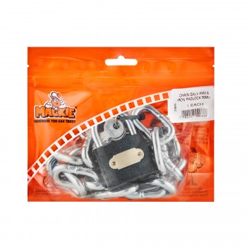 Chain Galvanised 8mm X 1000mm, 50mm Iron Padlock,  - Cashbuild