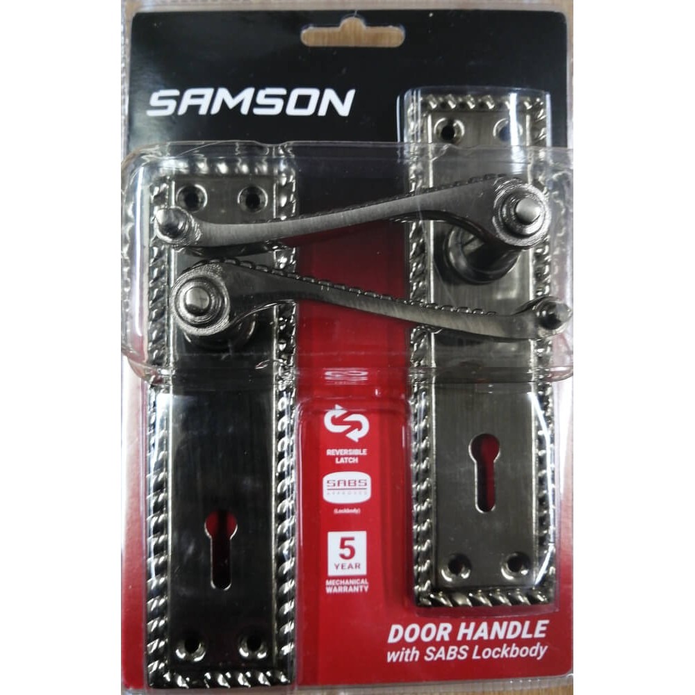 Samson Lock Set Key 3l Sabs 6" Geo Antique Samson Lock Set Key 3l Sabs 6" Geo Antique