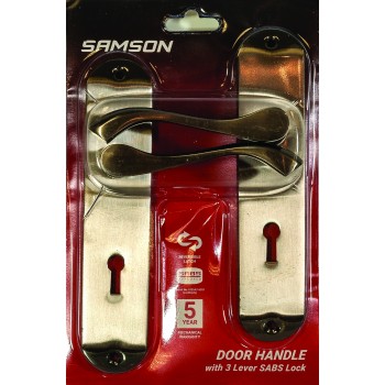 Samson Lock Set Key 3l Sabs Bari 6" Satin Nickle & Black Nickle, SAMSON - Cashbuild