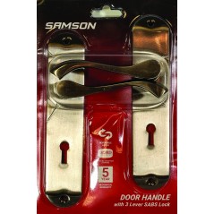 Samson Lock Set Key 3l Sabs Bari 6" Satin Nickle & Black Nickle, SAMSON - Cashbuild