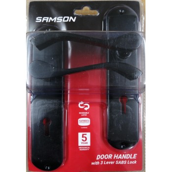 Samson Lock Set Key 3Lever SABS Bari Matt Black - Cashbuild