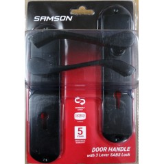 Samson Lock Set Key 3Lever SABS Bari Matt Black - Cashbuild