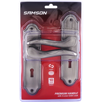 Samson Lock Set Key 3l Sabs Charlotte 8" Satin Nickle & Black Nickle, SAMSON - Cashbuild