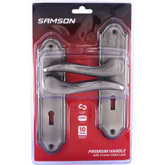 Samson Lock Set Key 3l Sabs Charlotte 8" Satin Nickle & Black Nickle, SAMSON - Cashbuild