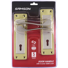 Samson Lock Set Key 3Lever SABS Cortana 6" Satin Nickle & Brass Plated - Cashbuild