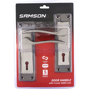 Samson Lock Set Key 3Lever SABS Cortana 6" Satin Nickle & Chrome Plated - Cashbuild