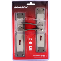 Samson Lock Set Key 3Lever SABS Cortana 8" Satin Nickle & Black Nickle - Cashbuild