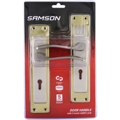 Samson Lock Set Key 3Lever SABS Cortana 8" Satin Nickle & Brass Plated - Cashbuild