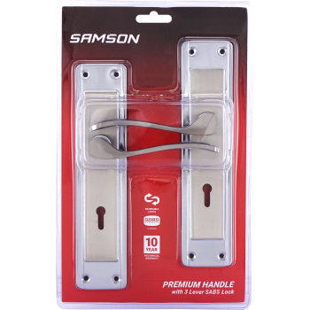 Samson Lock Set Key 3Lever SABS Cortana 8" Satin Nickle & Chrome Plated - Cashbuild