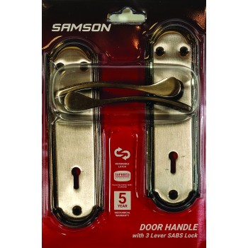 Samson Lock Set Key 3Lever SABS Latina 6" Satin Nickle & Black Nickle - Cashbuild