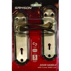Samson Lock Set Key 3Lever SABS Latina 6" Satin Nickle & Black Nickle - Cashbuild