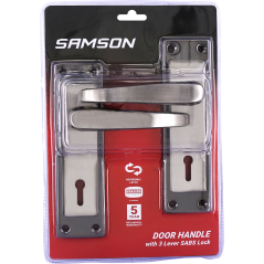 Samson Lock Set Key 3Lever SABS Luca 6" Satin Nickle & Black Nickle - Cashbuild