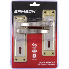 Samson Lock Set Key 3Lever SABS Luca 6" Satin Nickle & Brass Plated - Cashbuild