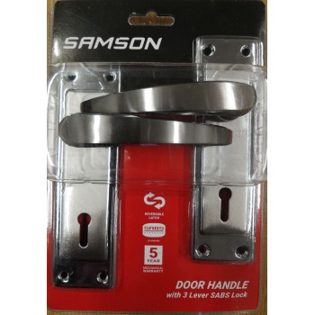 Samson Lock Set Key 3Lever SABS Luca 6" Satin Nickle & Chrome Plated - Cashbuild