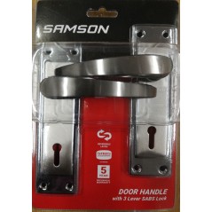Samson Lock Set Key 3Lever SABS Luca 6" Satin Nickle & Chrome Plated - Cashbuild