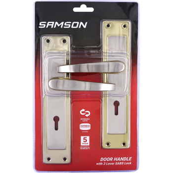 Samson Lock Set Key 3l Sabs Luca 8" Satin Nickle & Brass Plated, SAMSON - Cashbuild
