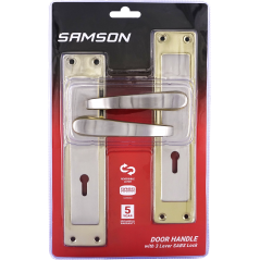 Samson Lock Set Key 3l Sabs Luca 8" Satin Nickle & Brass Plated, SAMSON - Cashbuild