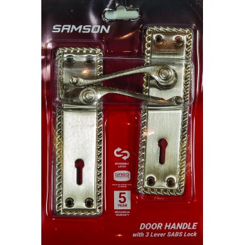 Samson Lock Set Key 3l Sabs Ms Georgian Scroll 6" Satin Nickle, SAMSON - Cashbuild