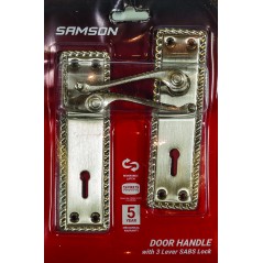 Samson Lock Set Key 3l Sabs Ms Georgian Scroll 6" Satin Nickle, SAMSON - Cashbuild