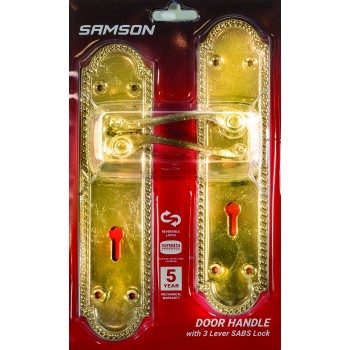 Samson Lock Set Key 3l Sabs Ms Georgian Scroll 8" Brass Plated, SAMSON - Cashbuild