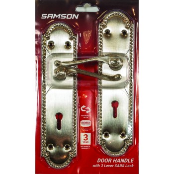 Samson Lock Set Key 3l Sabs Ms Georgian Scroll 8" Satin Nickle, SAMSON - Cashbuild
