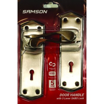 Samson Lock Set Key 3l Sabs Rimini 6" Satin Nickle & Black Nickle, SAMSON - Cashbuild