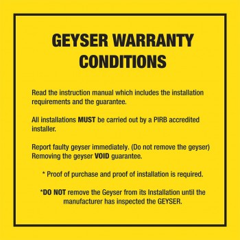 Geyser warranty conditions