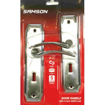Samson Lock Set Key 3l Sabs Camilla 8" Satin Nickle & Black Nickle, SAMSON - Cashbuild