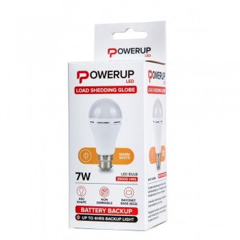 Powerup Led A60 Battery Back-Up 7W Ww B22,  - Cashbuild