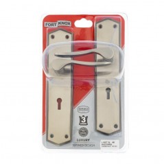 EUREKA LOCKSET 3-LEVER MADONNA 8IN SATIN AND BLACK NICKEL - Cashbuild