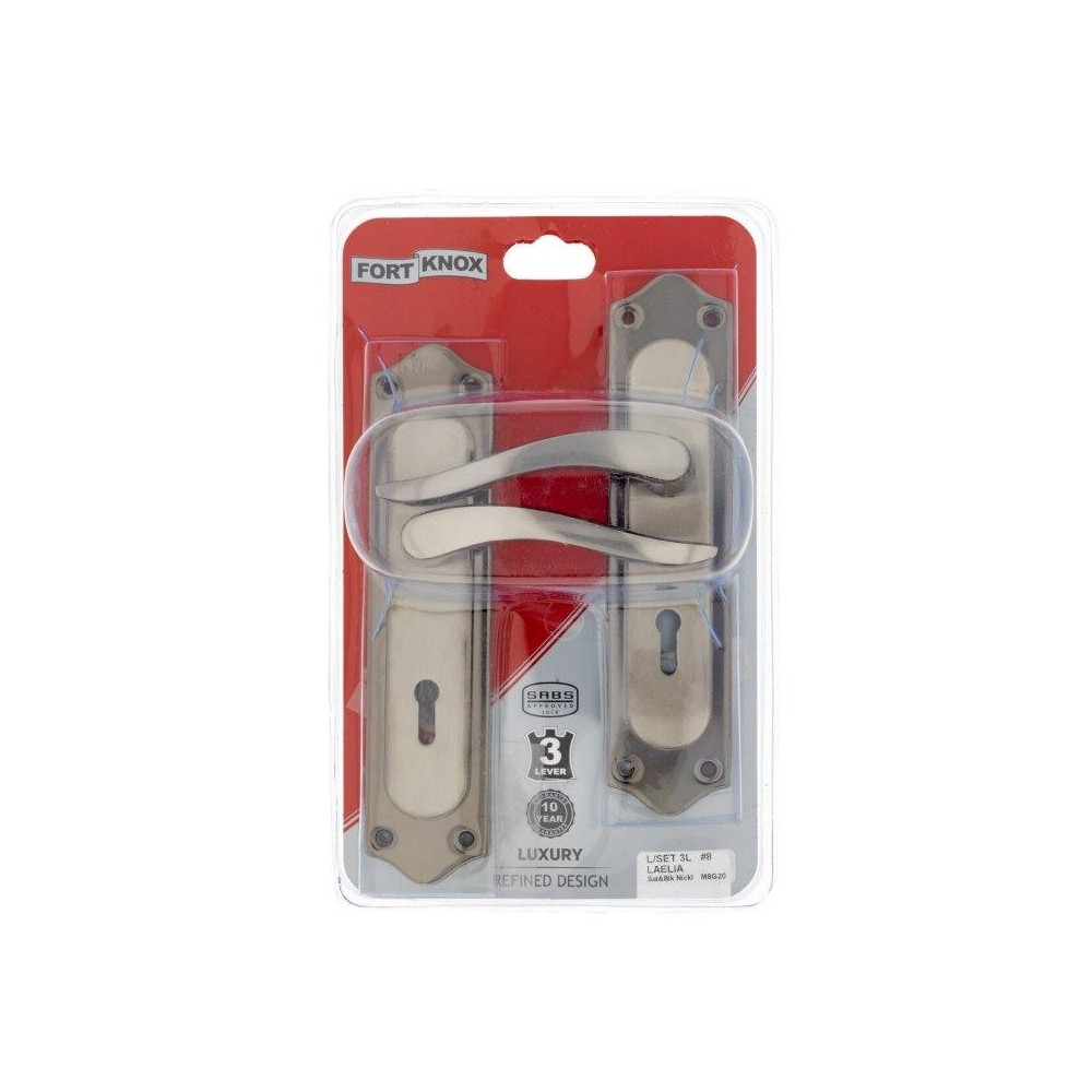 Fort Knox Luxe 3 Lever Laelia 8 Inch Satin Nickel, Black Nickel, - Cashbuild Fort Knox Luxe 3 Lever Laelia 8 Inch Satin Nickel, Black Nickel, - Cashbuild